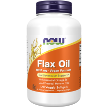 Flax Oil 1000 mg Vegan Formula - 120 Veggie Softgels Bottle Front