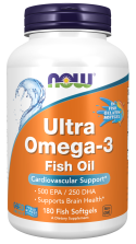 Ultra Omega-3 (Fish Gelatin) - 180 Fish Softgels Bottle Front