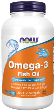 Omega-3, Molecularly Distilled - 200 Fish Softgels Bottle Front