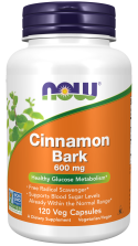 Cinnamon Bark 600 mg - 120 Veg Capsules Bottle Front
