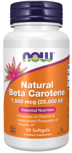 Beta Carotene, Natural 7,500 mcg - 90 Softgels Bottle Front