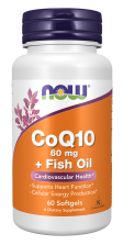 CoQ10 60 mg with Omega 3 Fish Oil - 60 Softgels Bottle Front