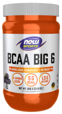 BCAA Big 6, Natural Grape Flavor Powder - 600 g Bottle Front