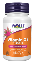 Vitamin D3 2500 IU - 180 Softgels Bottle Front
