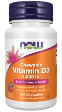 Vitamin D-3 1000 IU - 180 Chewables Bottle Front