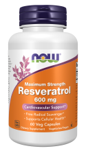 Resveratrol, Maximum Strength 600 mg - 60 Veg Capsules Bottle Front