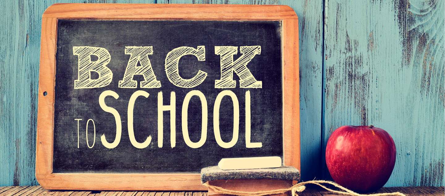 chalk board with Back To School written on it. 