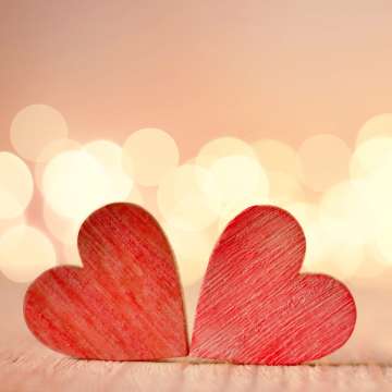 hearts, wood, lights, red