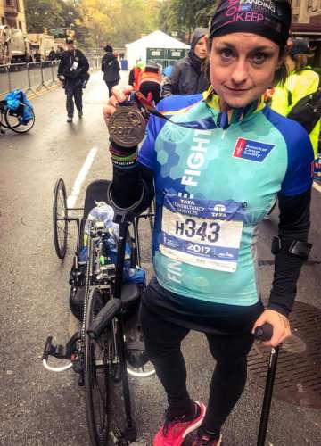 Devann Murphy holding 2017 metal