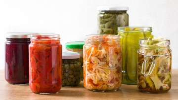 multiple jars of fermented foods