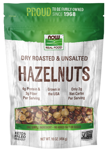 Hazelnuts, Dry Roasted & Unsalted - 16 oz. Bag Front