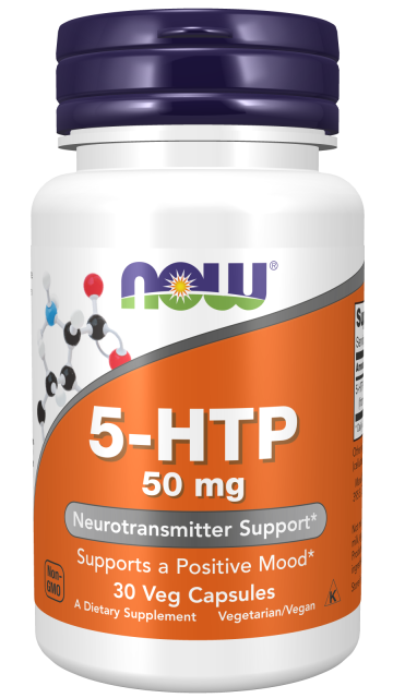 5-HTP 50 mg - 30 Veg Capsules Bottle Front