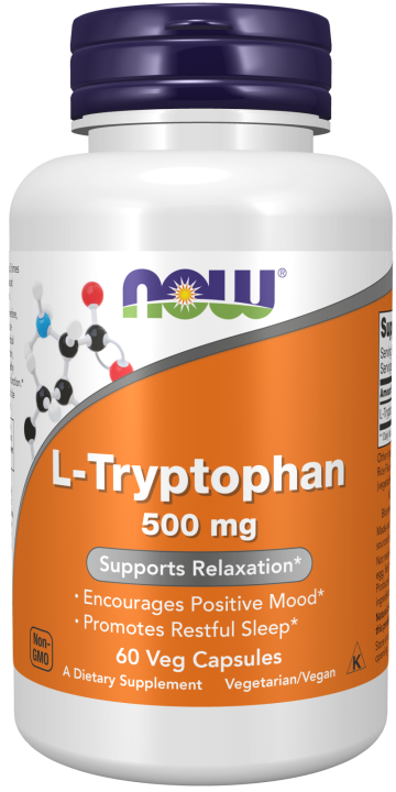 L-Tryptophan 500 mg - 60 Veg Capsules Bottle Front