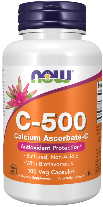 Vitamin C-500 Calcium Ascorbate-C - 100 Veg Capsules Bottle Front
