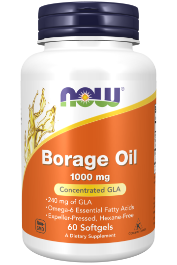 Borage Oil 1000 mg - 60 softgels Bottle Front