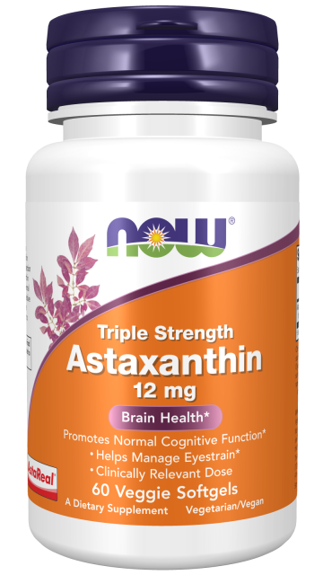 Astaxanthin 12 mg, Triple Strength - 60 Veggie Softgels Bottle Front