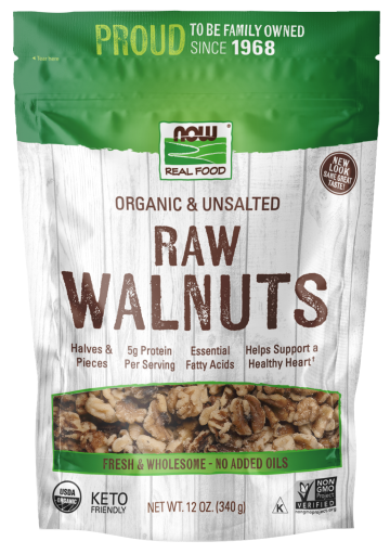 Walnuts, Organic, Raw & Unsalted - 12 oz. Bag Front