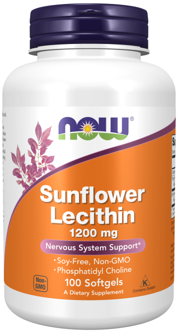 Sunflower Lecithin 1200 mg Soy-Free, Non-GMO - 100 Softgels Bottle Front