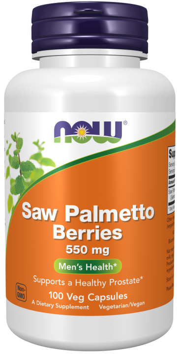 Saw Palmetto Berries 550 mg - 100 Veg Capsules Bottle Front