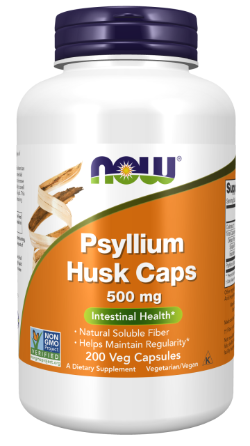 Psyllium Husk 500 mg - 200 Veg Capsules Bottle Front