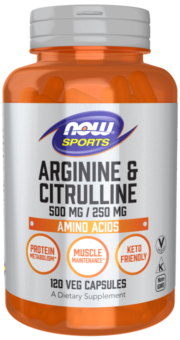 Arginine & Citrulline 500 mg / 250 mg - 120 Veg Capsules Bottle Front