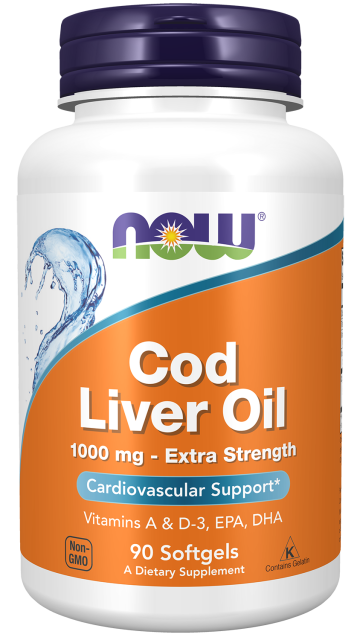 Cod Liver Oil, Extra Strength 1,000 mg - 90 Softgels Bottle Front