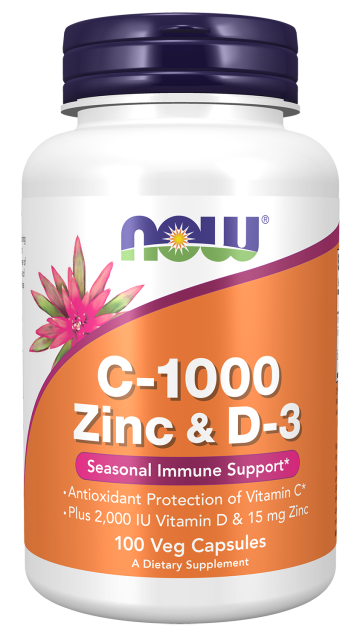 C-1000 Zinc & D-3 100 Veg Capsules Bottle Front
