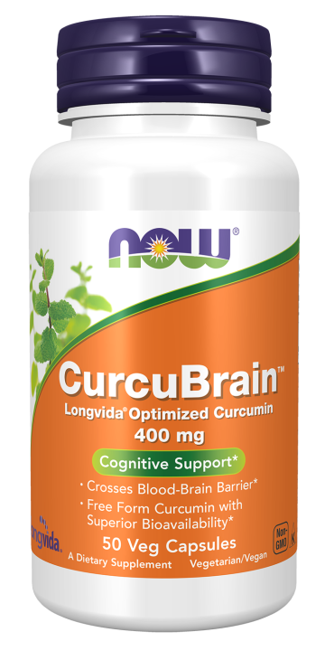 CurcuBrain™ 400 mg - 50 Veg Capsules Bottle Front
