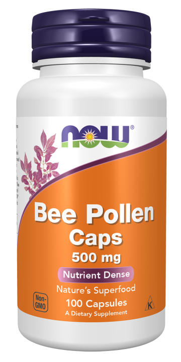 Bee Pollen 500 mg - 100 Capsules Bottle Front