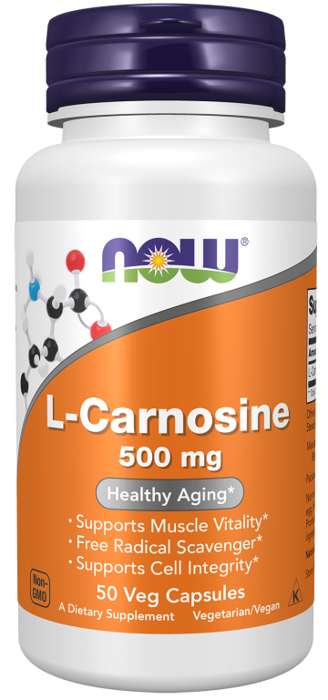 L-Carnosine 500 mg - 50 Veg Capsules Bottle Front