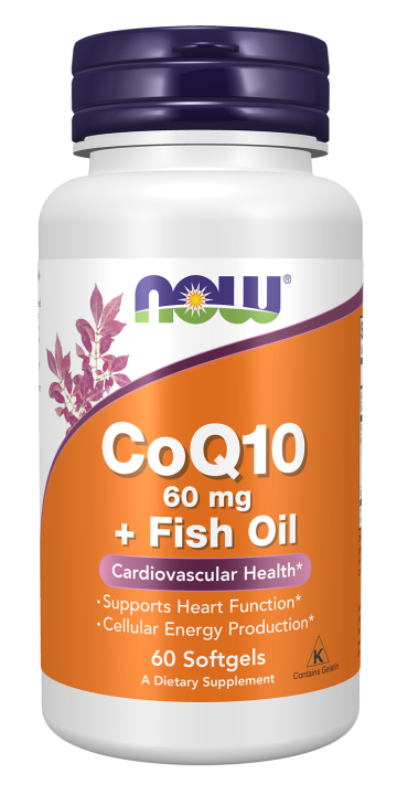 CoQ10 60 mg with Omega 3 Fish Oil - 60 Softgels Bottle Front