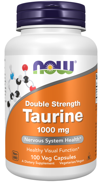 Taurine, Double Strength 1000 mg - 100 Veg Capsules Bottle Front