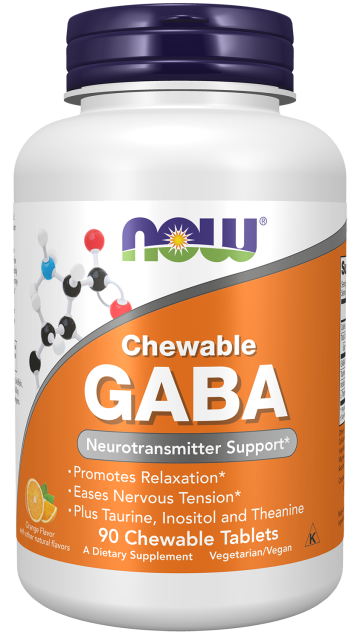 GABA Orange Flavor Chewable - 90 Chewables Bottle Front