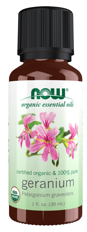 Geranium Oil, Organic - 1 fl. oz. Bottle Front