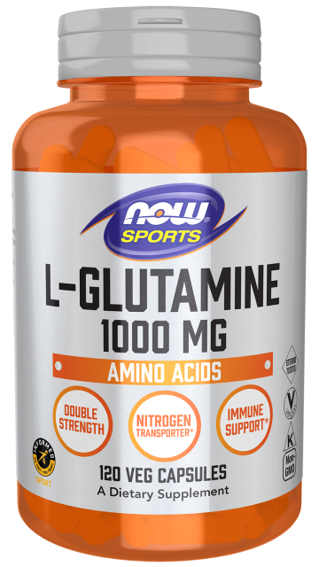 L-Glutamine, Double Strength 1000 mg - 120 Veg Capsules Bottle Front