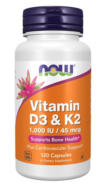 Vitamin D-3 & K-2 - 120 Veg Capsules Bottle Front