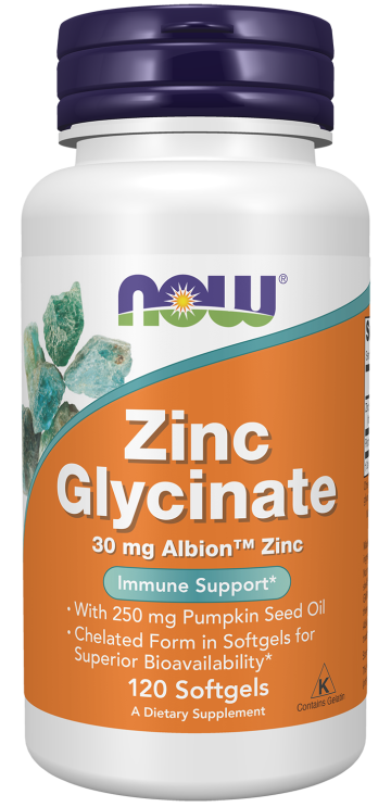 Zinc Glycinate - 120 Softgels Bottle Front