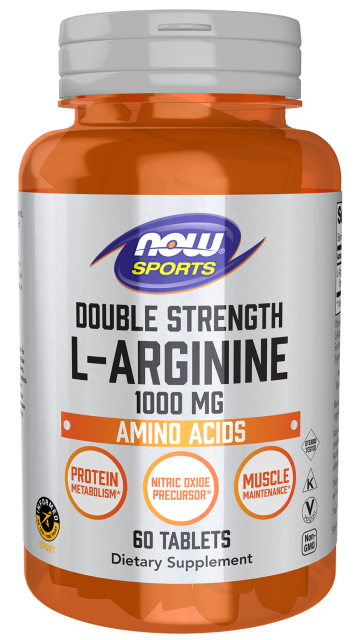 L-Arginine 1000 mg, Double Strength - 60 Tablets Bottle Front