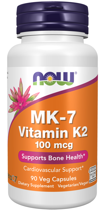 MK-7 Vitamin K-2 100 mcg - 90 Veg Capsules Bottle Front