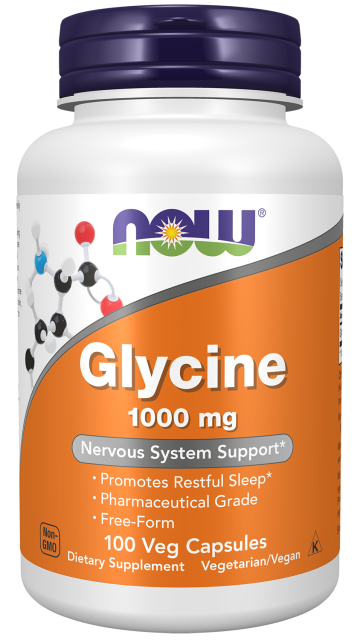 Glycine 1000 mg - 100 Veg Capsules Bottle Front