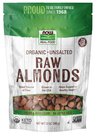 Almonds, Organic, Raw & Unsalted Bag Front