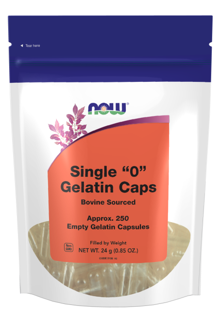 Empty Capsules, Gelatin, Single "0" - 250 gel caps Bag
