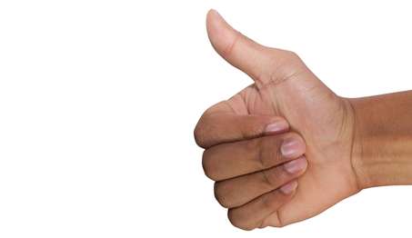 hand with thumb extended 