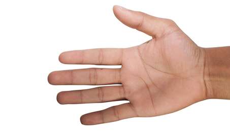 hand with thumb and 4 fingers extended