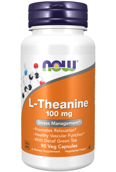 L-Theanine 100 mg - 90 Veg Capsules Bottle Front