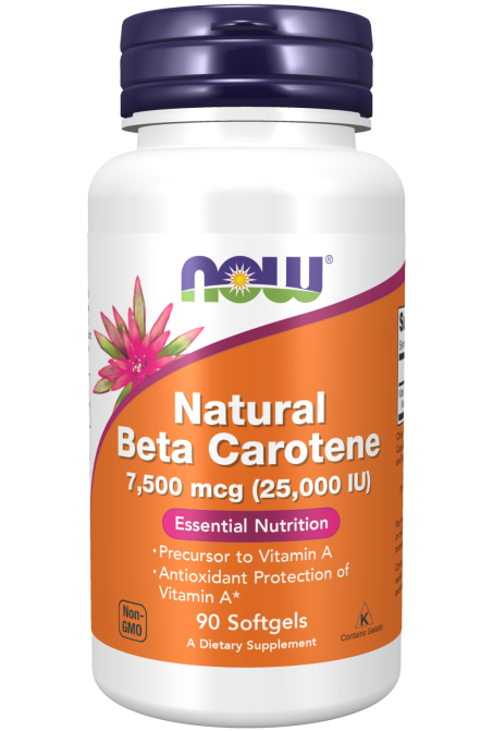 Beta Carotene, Natural 7,500 mcg - 90 Softgels Bottle Front