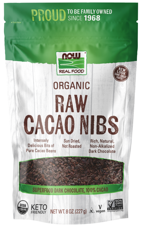 Cacao Nibs, Organic & Raw - 8 oz. Front