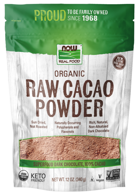 Cacao Powder, Raw & Organic - 12 oz. Bag Front