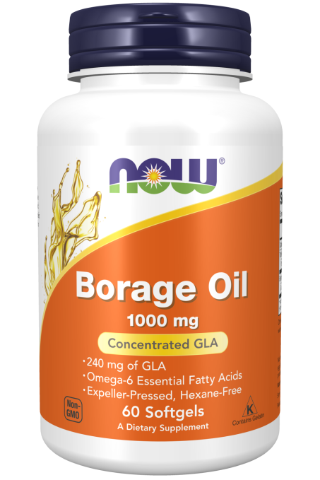 Borage Oil 1000 mg - 60 softgels Bottle Front