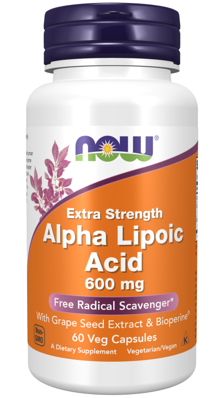 Alpha Lipoic Acid, Extra Strength 600 mg - 60 Veg Capsules Bottle Frong